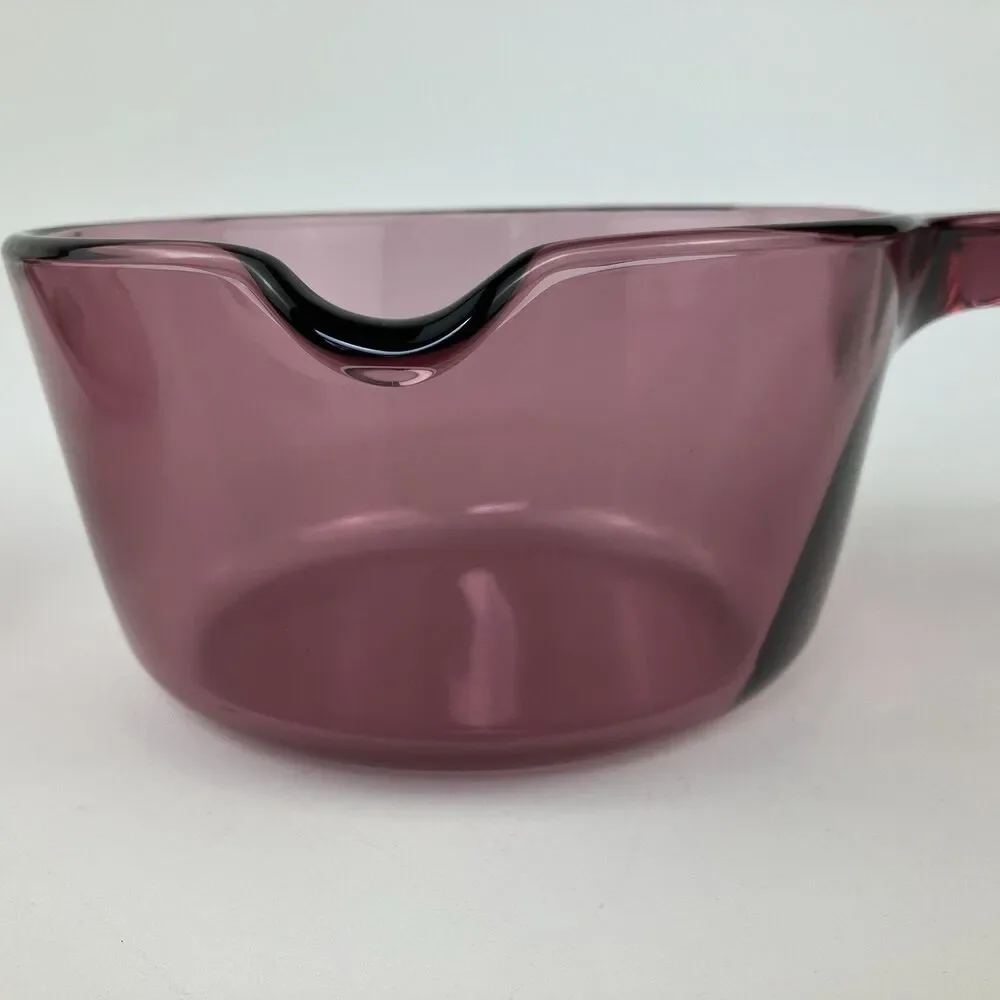 Pyrex Corning Ware Visions Cranberry Purple Cookware Glass Saucepan /w Lid VTG